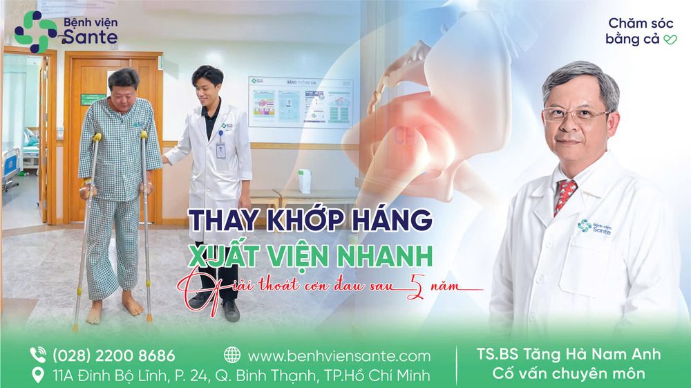 Fast-track hip replacement, relief from pain after 5 years