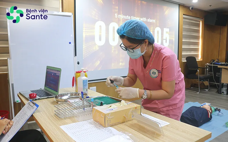Practical blood collection and blood typing skills - SANTE Hospital, Binh Thanh, HCMC